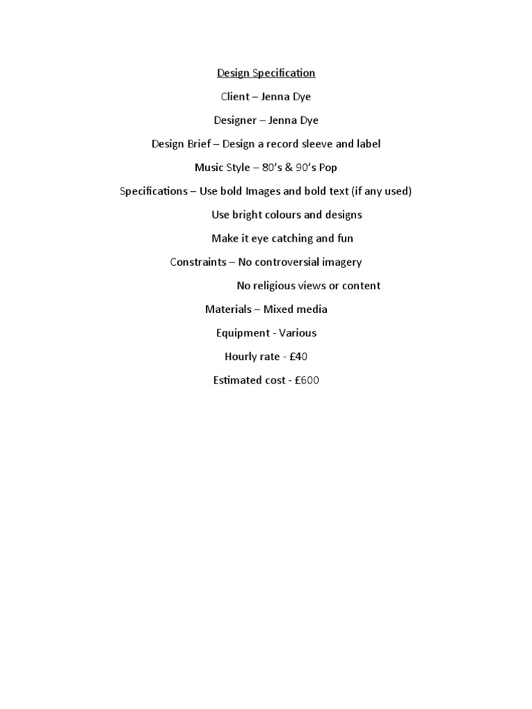Design Specifiation | PDF