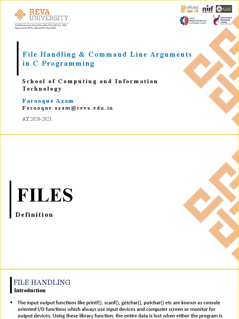 File Handling & Command Line Arguments in C Programming: School of ...