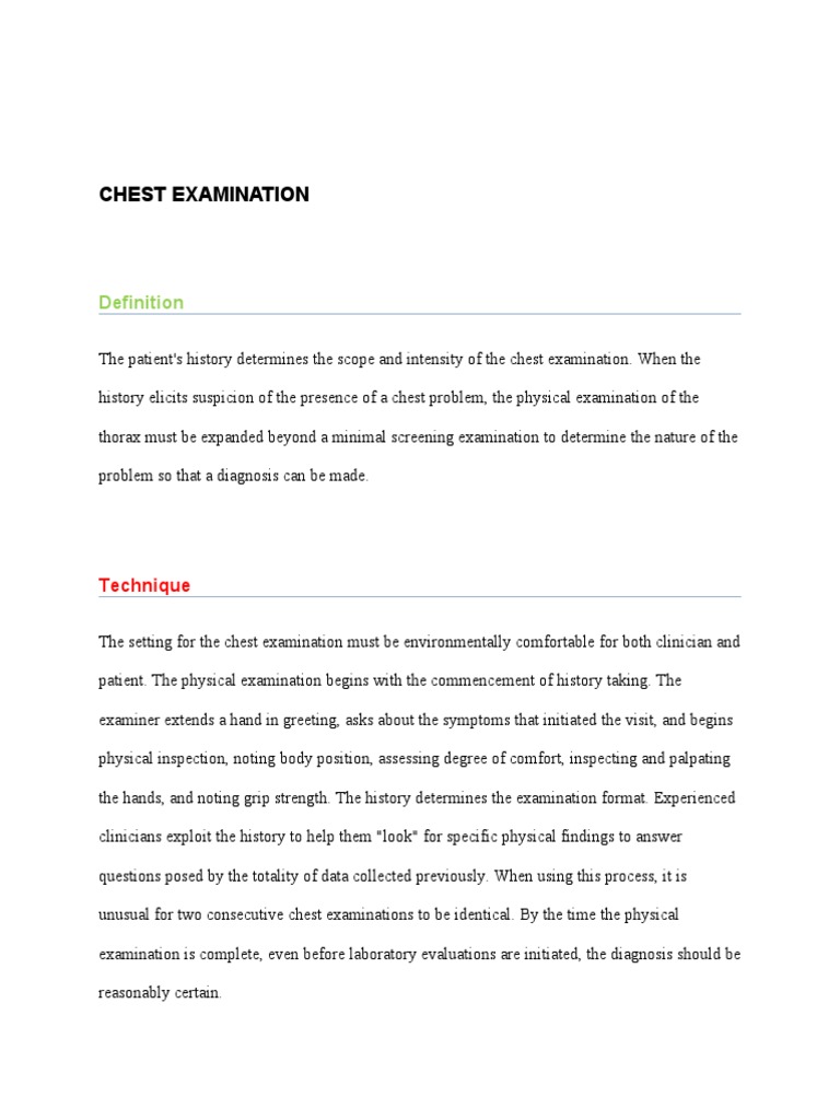 Chest Examination Techniques and Findings | PDF | Physical Examination ...