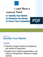 Identify and Meet A Market Need: 4.1 Identify Your Market 4.2 Research The Market 4.3 Know Your Competition