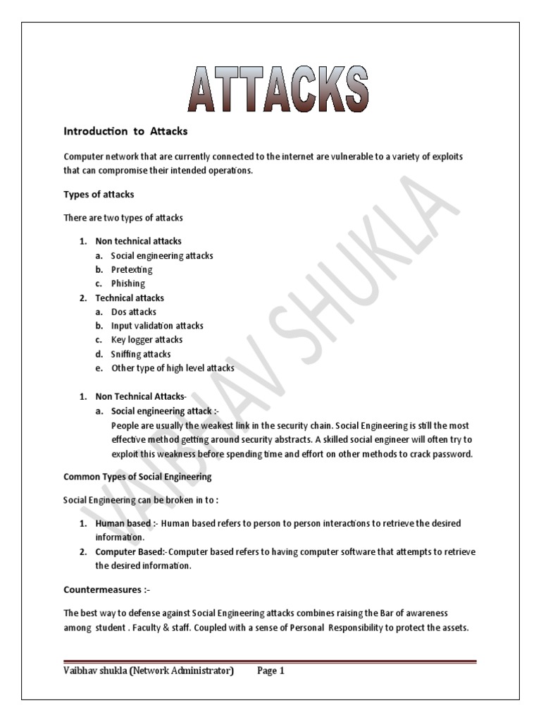 Types of Cyber Attacks Explained | PDF | Denial Of Service Attack ...