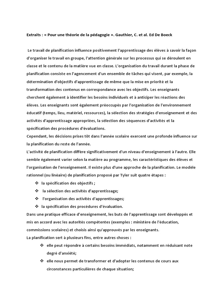 Types et importance de la planification pédagogique | PDF | Pédagogie ...