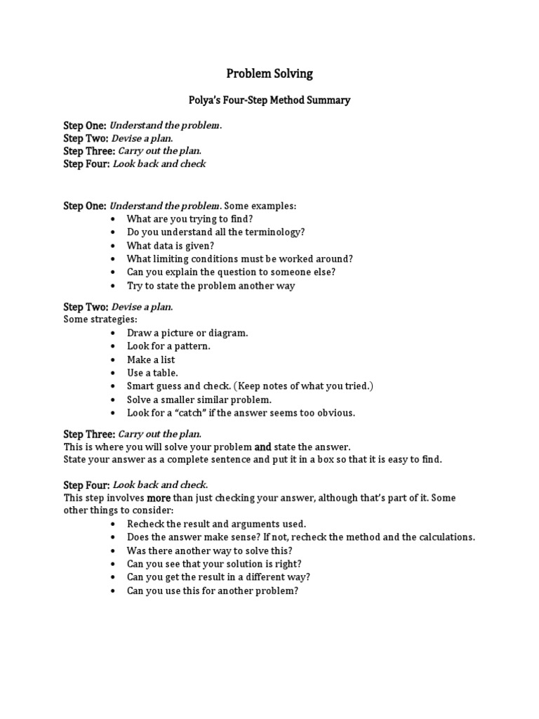 Activity 2 For Math 138 Polya Problem Solving Application | Download ...
