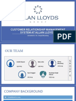 Customer Relationship Management System at Allan Lloyd'S: Submitted To: Ms. Deepali Bhardwaj