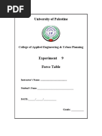 University of Palestine: Experiment 9 Force Table