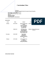 Curriculum Vitae: Personal Information