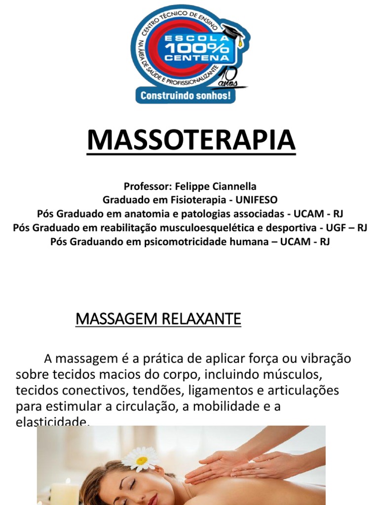 Benefícios e Técnicas da Massoterapia | PDF | Massagem | Medicina Clínica