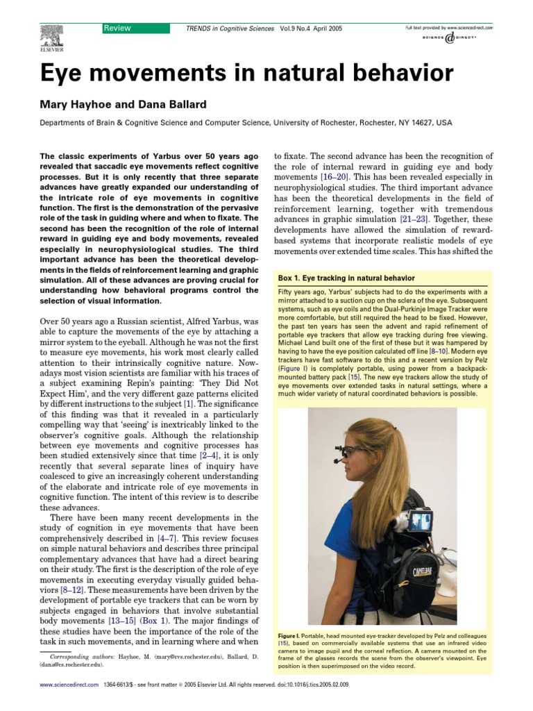 Understanding Eye Movements in Behavior | PDF | Reward System | Basal ...