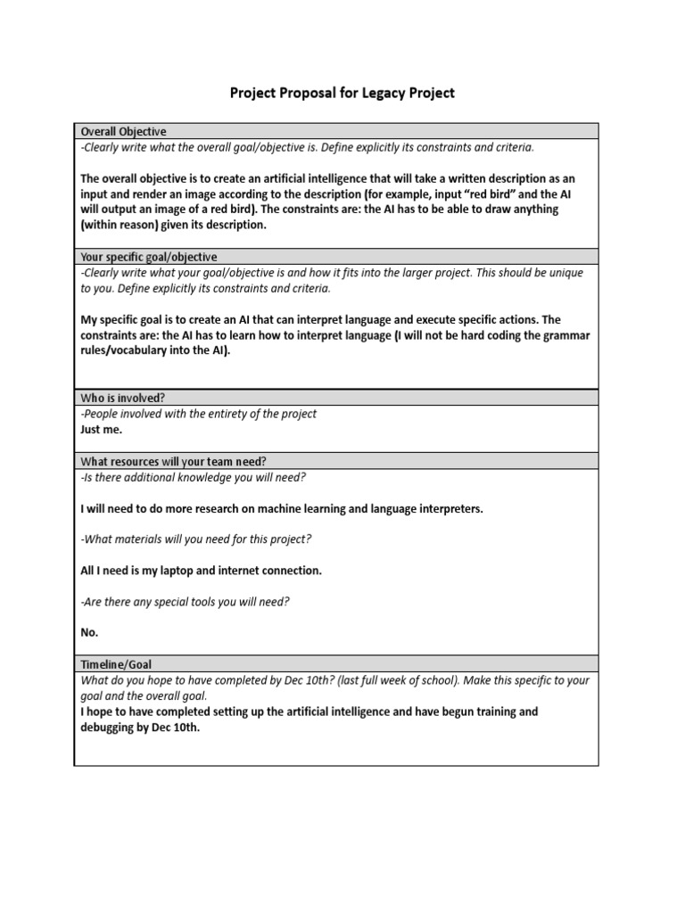Assignment Legacyprojectproposaltemplate | PDF