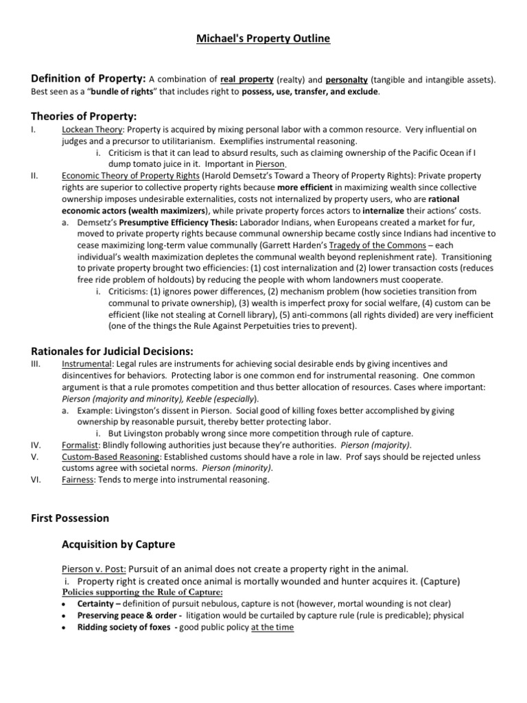 My Property Outline | PDF | Adverse Possession | Conversion (Law)
