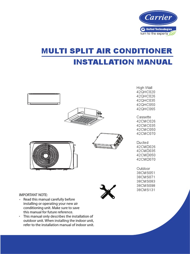 Multi Split Air Conditioner Installation Manual | PDF | Pipe (Fluid ...