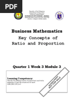 Business Mathematics Key Concepts of Ratio and Proportion: Quarter 1 Week 3 Module 3