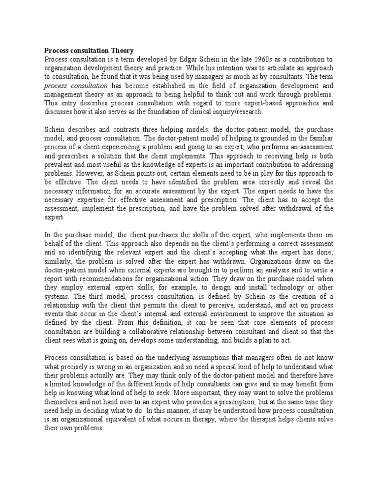 Process Consultation Theory Pdf Expert Consultant