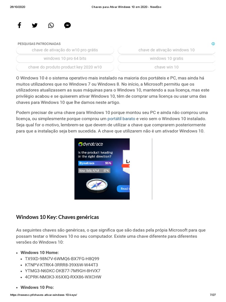 Como ativar o Windows 10 com chave de produto/licença digital/CMD