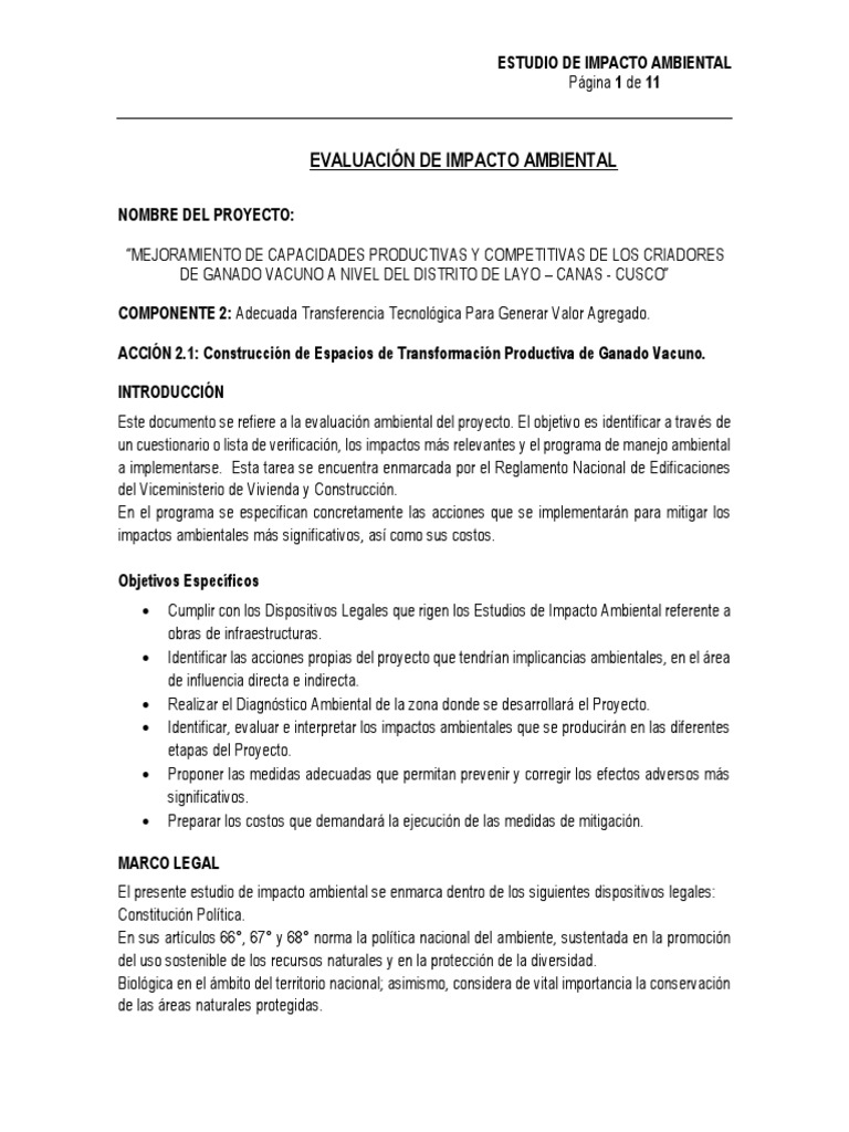 Evaluación de Impacto Ambiental en Layo | PDF | Evaluación de impacto ...