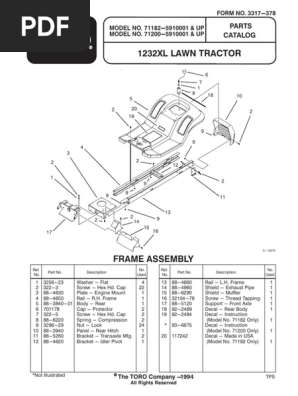 1232Xl Lawn Tractor: Parts Catalog | PDF | Screw | Steering