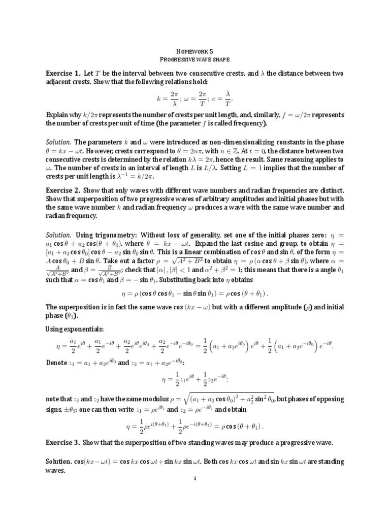 Homework 5 Progressive Wave Shape | PDF | Waves | Wavenumber
