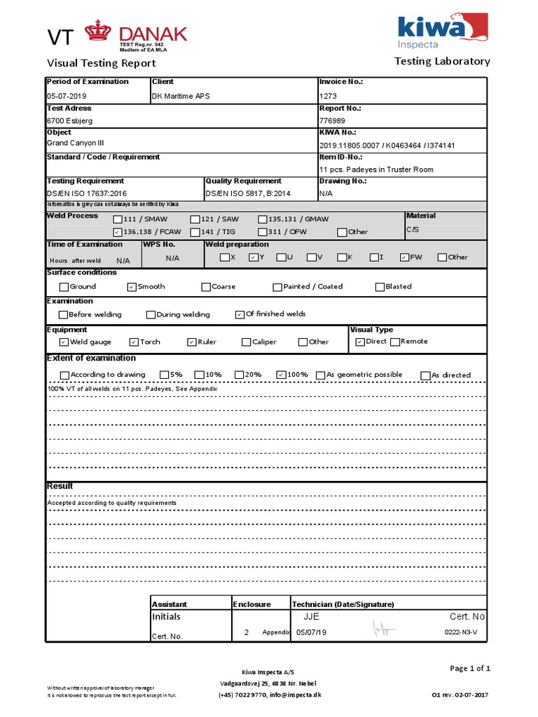 Visual and Magnetic Testing Report | PDF | Applied And ...