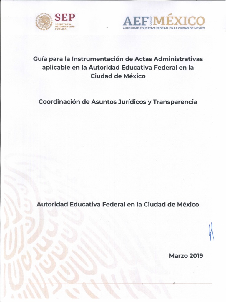 Guia Instrumentacion Actas Administrativas Aplicable AEFCM | PDF