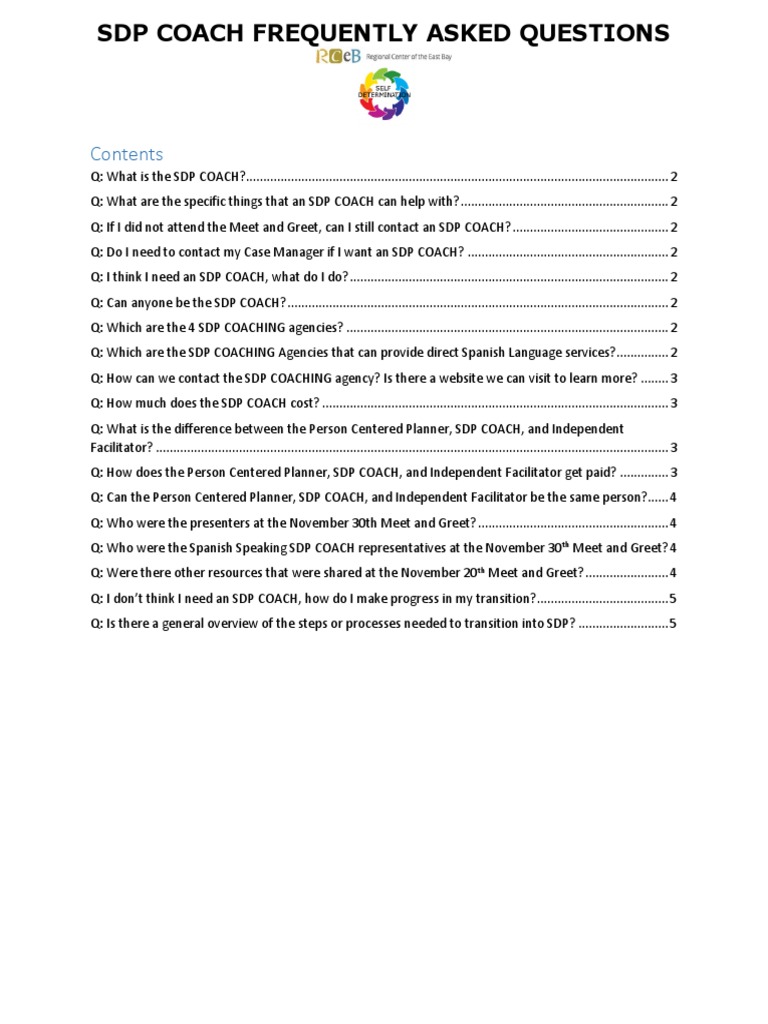 SDP Coach FAQs for Transition Support | PDF | Human Communication ...