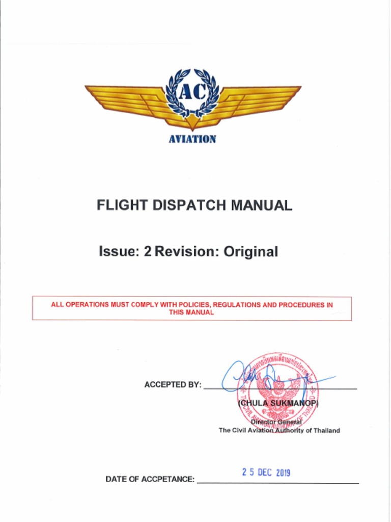 Flight Dispatch Manual Issue 2 Revision Original | PDF | Air Traffic  Control | Airport