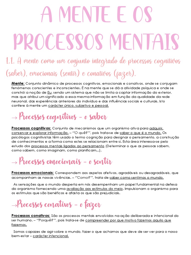 A Mente e Os Processos Mentais