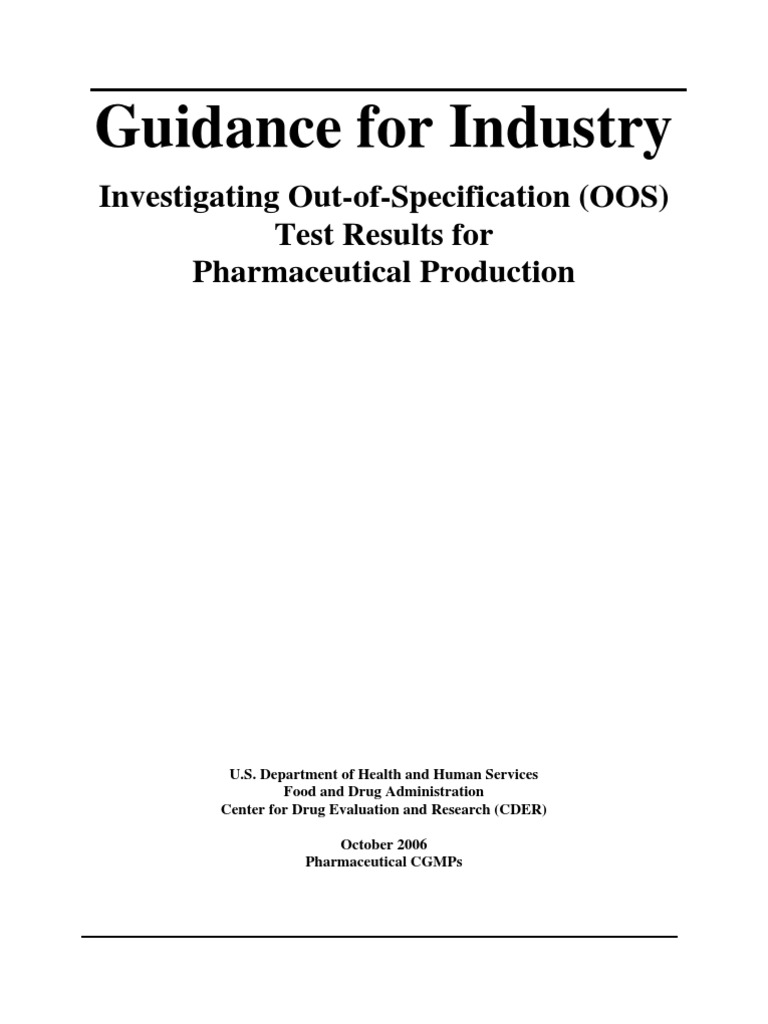 OOS Test Results Investigation Guidance | PDF