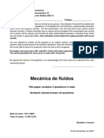 Mecánica de Fluidos: This Paper Contains 3 Questions in Total. Students Should Answer All Questions