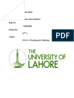 Submitted By: Safa Riaz Submitted To: Mam Anna Zaheer Sap Id: 70095869 Semester: 6 C Topic: NGO's Working in Pakistan