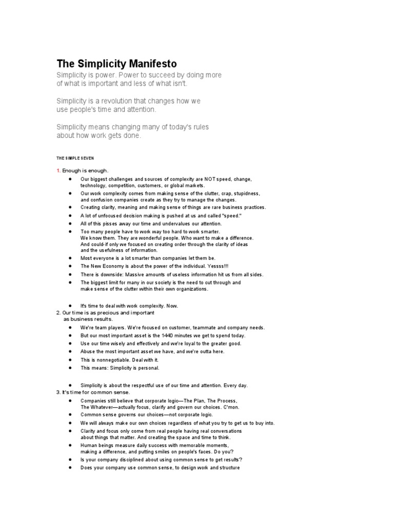 The Simplicity Manifesto | PDF | Cognition | Communication