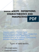 Solid Waste: Definitions, Characteristics and Perspectives