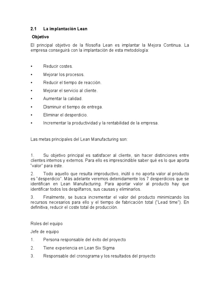 Implantación de Procesos Lean | PDF | Lean Manufacturing | Six Sigma