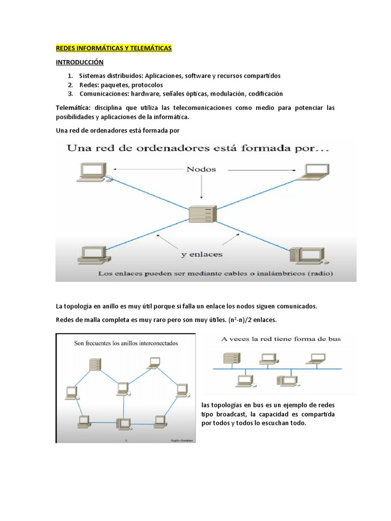 Redes Informáticas y Telemáticas: Guía Completa | PDF | Modelo osi ...