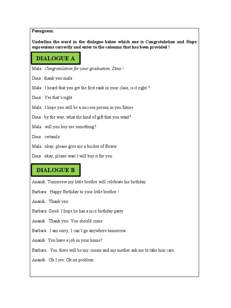 Hope and Congratulation Exercises Kelas 9 | PDF