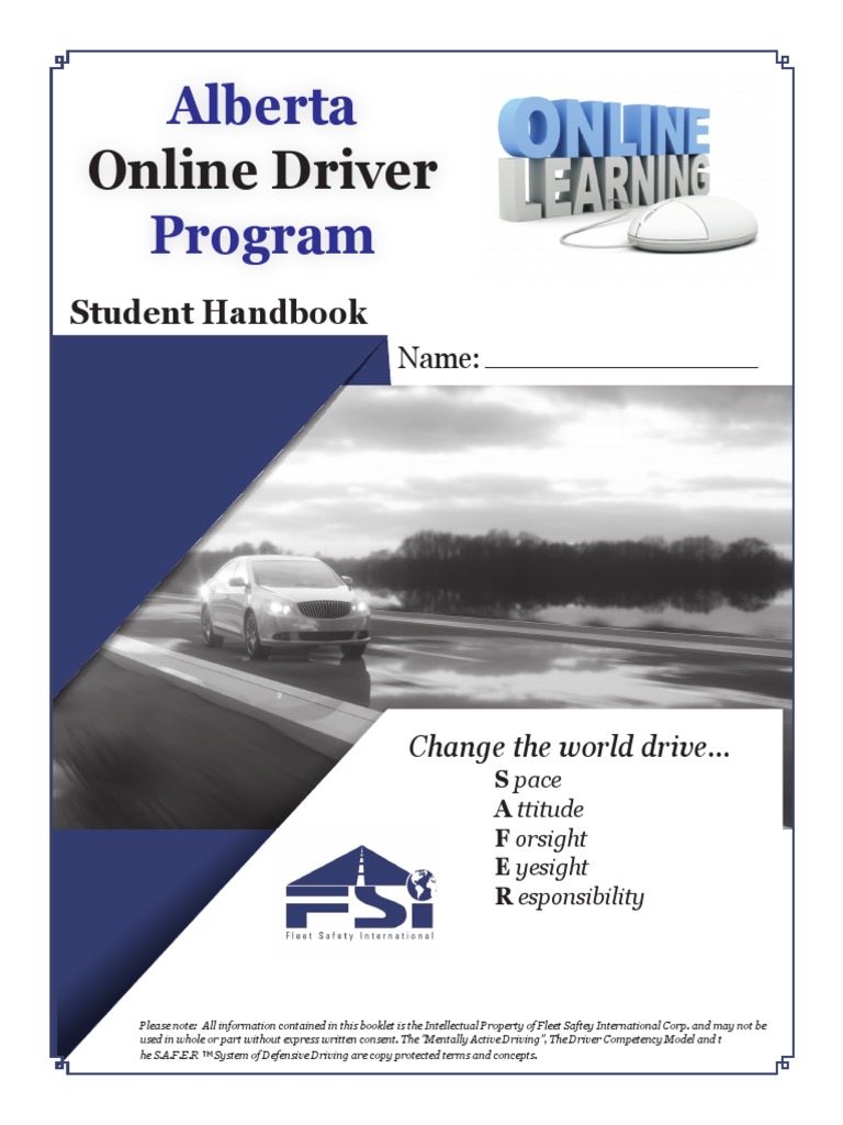 Alberta Drivers Handbook PDF Sleep Traffic Collision