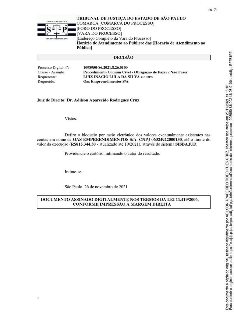 Processo Digital Nº: Classe - Assunto Requerente: Requerido | PDF