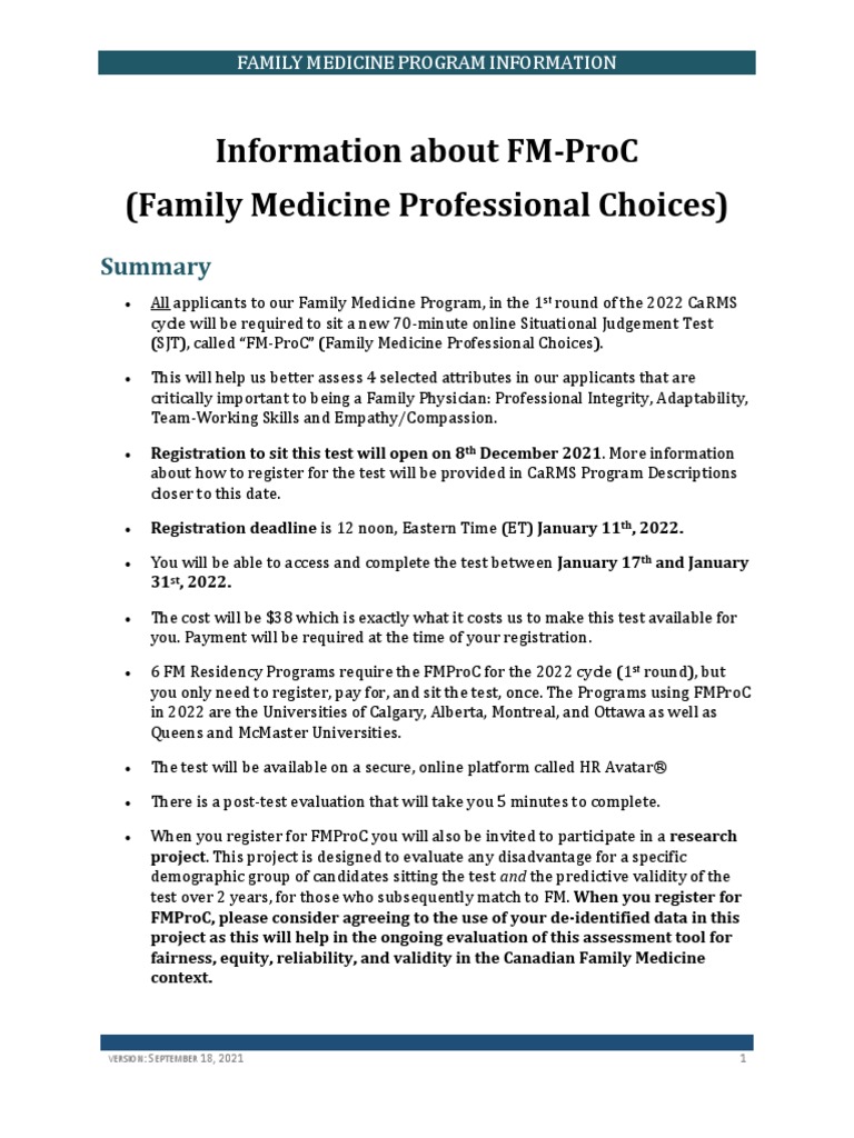 Information About Fm-Proc (Family Medicine Professional Choices) | PDF ...