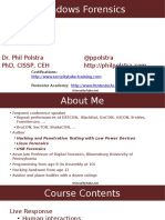 Windows Forensics: Dr. Phil Polstra @ppolstra PHD, Cissp, Ceh