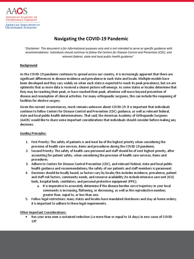 Orthopaedic Surgery During COVID-19 | PDF | Virus | Infection