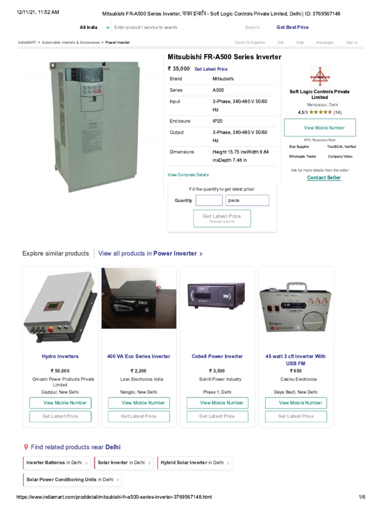 Mitsubishi FRA500 Series Inverter, पाव.. PDF