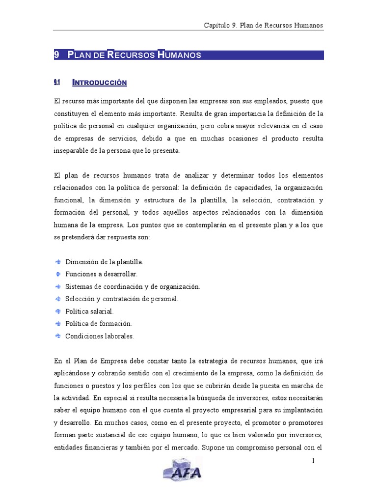 Ejemplo de Plan de Recursos Humanos | PDF | Gestión de recursos humanos ...