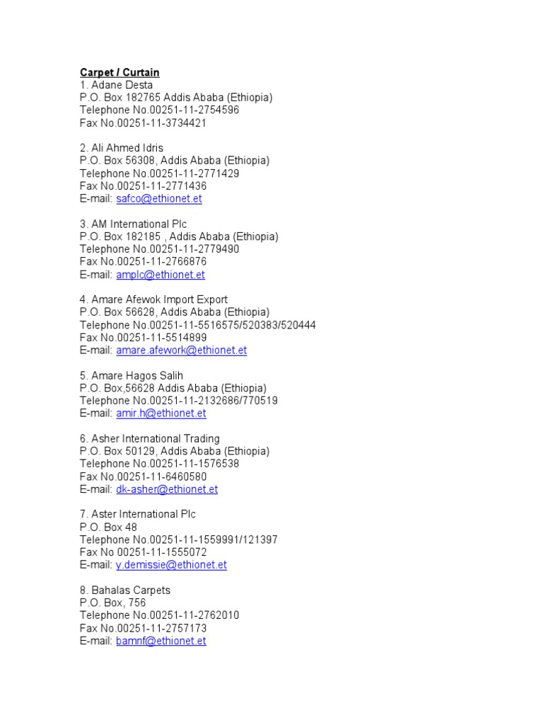 Ethionet Mail Services Directory | PDF