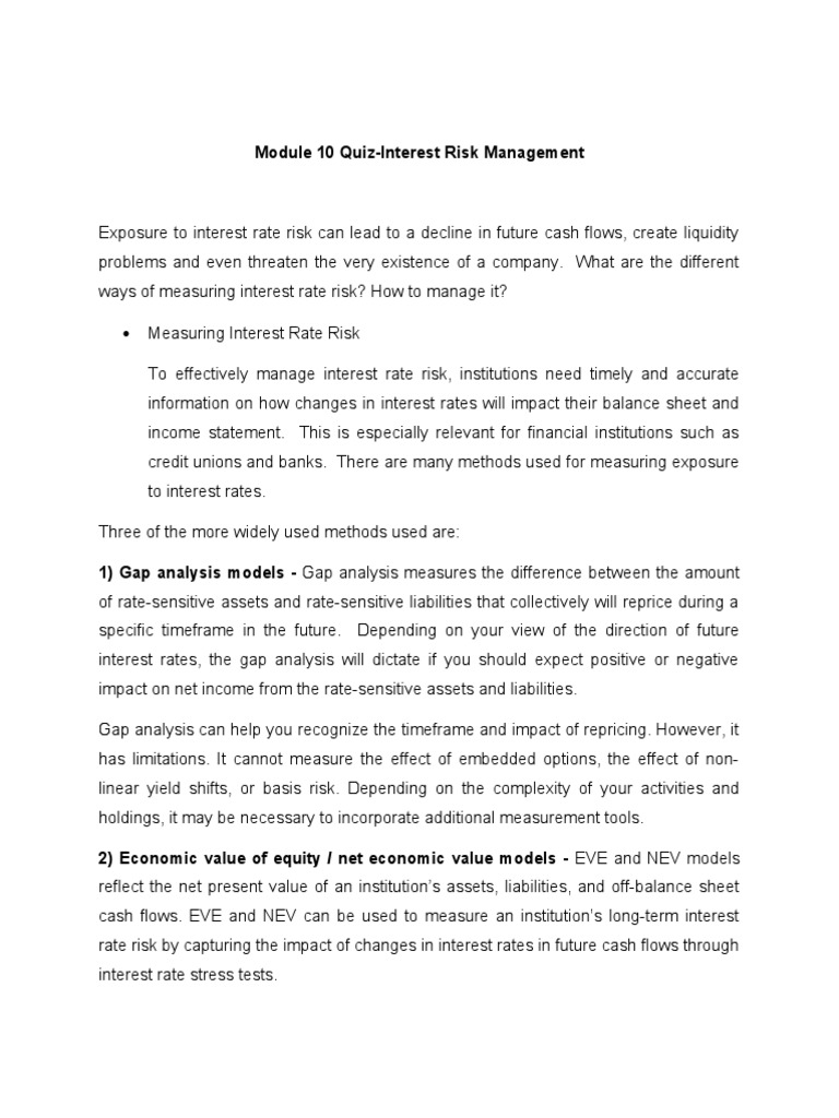 Interest Rate Risk Management | PDF | Interest | Interest Rates