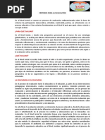 CRITERIOS PARA LA EVALUACIÓN