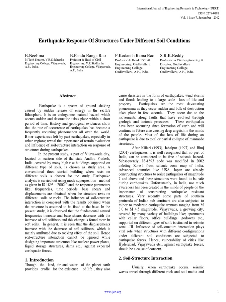 Earthquake Impact on Structures by Soil Type | PDF | Earthquakes ...