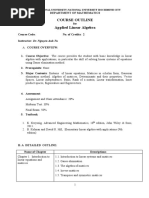 Course Outline Applied Linear Algebra: International University-National University Hochiminh City