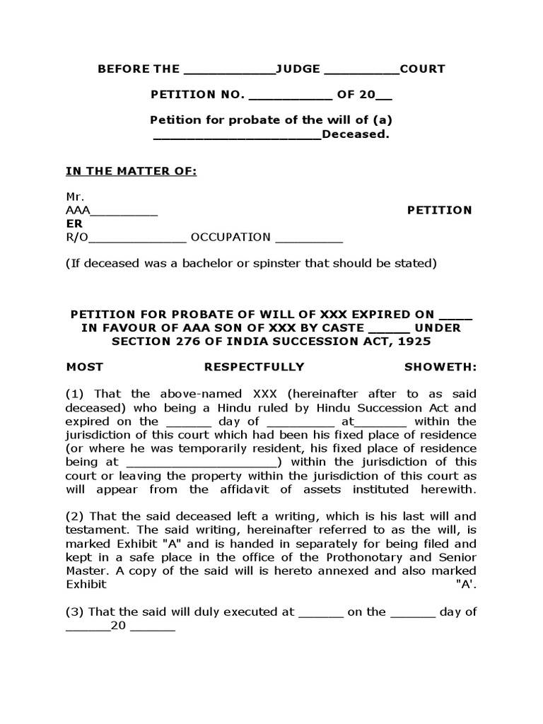 Probate of Will Format | PDF | Probate | Private Law