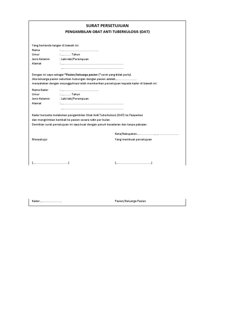 Persetujuan Pengambilan OAT TBC | PDF