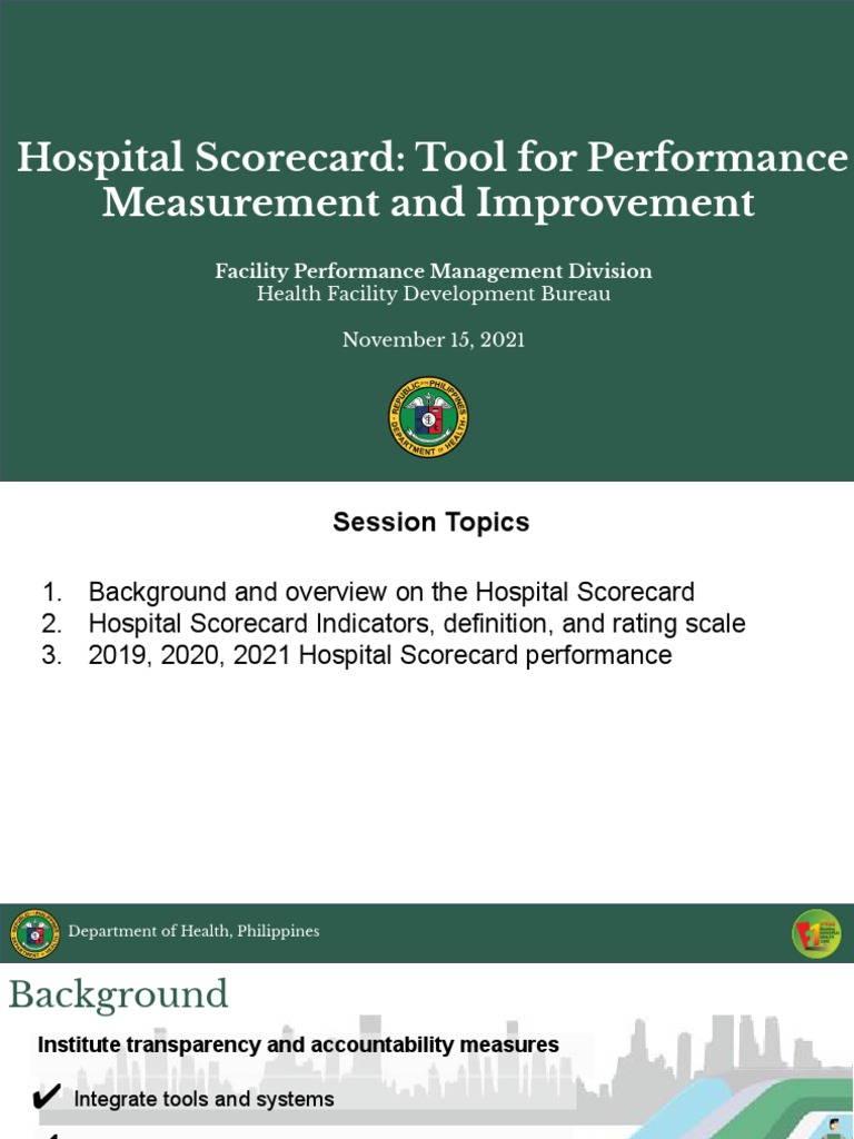 Orientation On Hospital Scorecard Indicators, Rating Scale and Performance Data 11152021 PDF