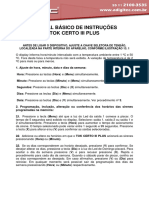 Manual básico de instruções para alarme Tok Certo III Plus